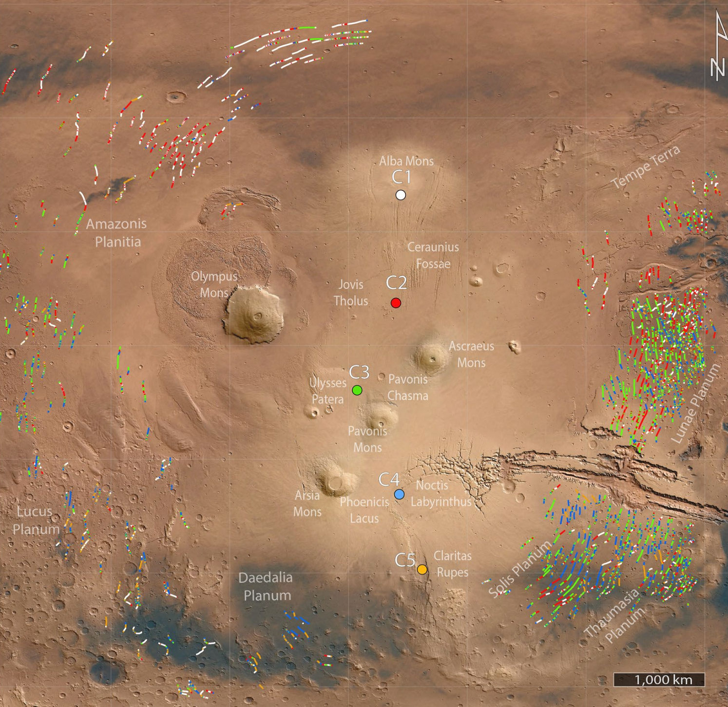 Tharsis: plume migration and a critical-taper dome